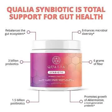 Qualia Synbiotic 28 Science-Backed Spore Probiotics, Prebiotics, Postbiotics, Fermented Foods for Gut Health & Digestion Support, Promotes Akkermansia Vegan TROPICAL FLAVOR, (1 Month Supply)