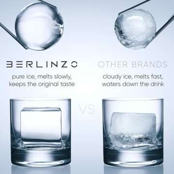 Berlinzo Clear Ice Cube Maker Mold - Combo 2+2 Crystal Clear Ice Cubes & Balls - Ice Square Maker Mo...
