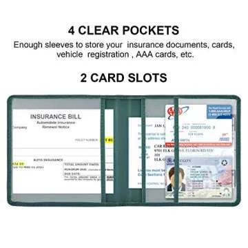 Cacturism Car Registration and Insurance Holder, Vehicle Glove Box Car Organizer Men Women Wallet Ac...