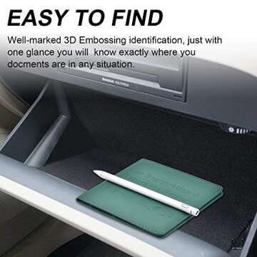 Cacturism Car Registration and Insurance Holder, Vehicle Glove Box Car Organizer Men Women Wallet Accessories Case for Cards, Essential Document, Driver License, Dark Green
