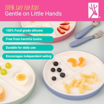 Elk & Friends Kids Porcelain Plates with Silicone Sleeves