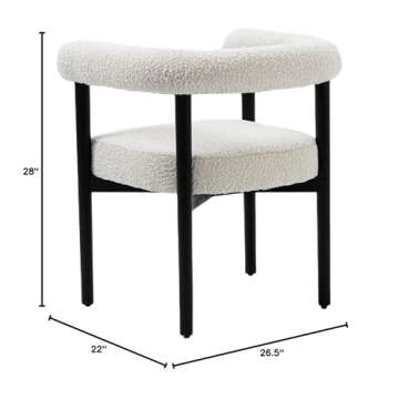 Meridian Furniture 560Cream-C Hyatt Collection Mid-Century Modern Dining Chair with Solid Wood Black Finish, Rich Cream Boucle Fabric, 26.5" W x 22" D x 28" H, Cream