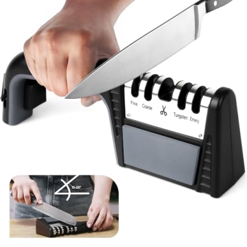Professional 4-Stage Knife Sharpener with 800 Grit Whetstone - Ultimate Kitchen Tool
