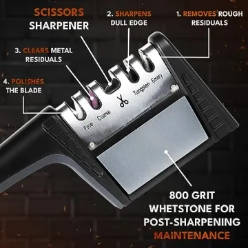 4-Stage Knife Sharpener with 800 Grit Whetstone - Kitchen Essential