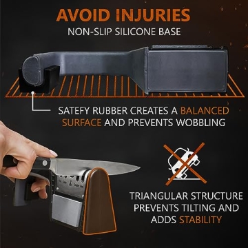 4-Stage Knife Sharpener with 800 Grit Whetstone - Kitchen Essential