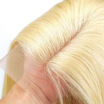 Bob Wig Human Hair Glueless, 13x4 HD Transparent Human Hair Glueless Lace Front Wigs Pre Plucked for Black Women Bleached Knots Blonde #613 Bob Blunt Cut Wigs 10inch