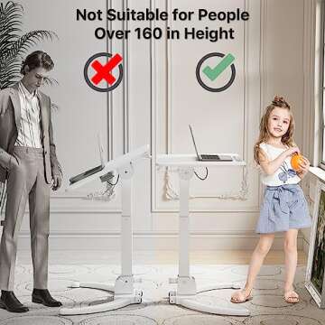 JOY worker Foldable Mobile Standing Desk for Kids, Small Standing Desk with 90° Tiltable Desktop, Height Adjustable Rolling Laptop Desk, Portable Computer Workstation with Non-Slip Mat