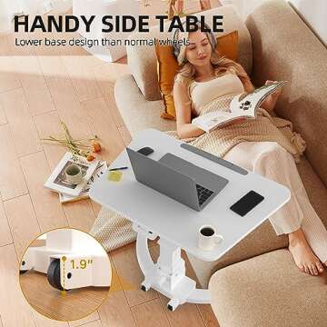 JOY worker Foldable Mobile Standing Desk for Kids, Small Standing Desk with 90° Tiltable Desktop, Height Adjustable Rolling Laptop Desk, Portable Computer Workstation with Non-Slip Mat