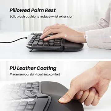 Nulea RT02 Ergonomic Keyboard, Wired Split Keyboard with Pillowed Wrist and Palm Support, Featuring Dual USB Ports, Natural Typing Keyboard for Carpal Tunnel, Compatible with Windows Mac