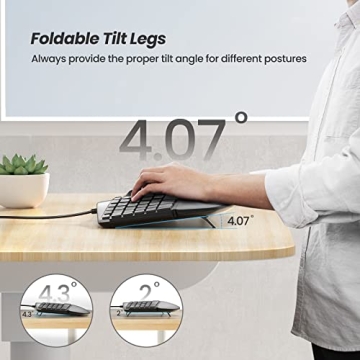 Nulea RT02 Ergonomic Keyboard, Wired Split Keyboard with Pillowed Wrist and Palm Support, Featuring Dual USB Ports, Natural Typing Keyboard for Carpal Tunnel, Compatible with Windows Mac