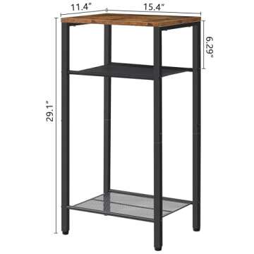 Hoctieon 3 Tier End Table, Telephone Table, Narrow Side Table with Storage, Nightstand for Small Spaces, Metal Frame, For Living Room, Bedroom, Sofa Couch, Hall, Easy Assembly, Rustic Brown