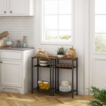 Hoctieon 3 Tier End Table, Telephone Table, Narrow Side Table with Storage, Nightstand for Small Spaces, Metal Frame, For Living Room, Bedroom, Sofa Couch, Hall, Easy Assembly, Rustic Brown