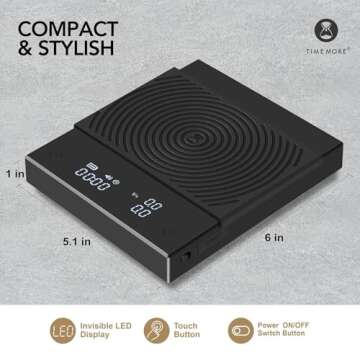 TIMEMORE Coffee Scale Basic 2.0 Electronic Espresso Scale with with Timer,2000 Grams and Water Flow Rate and Timer Function,Flow Rate Display 2024 Upgraded Version