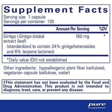Pure Encapsulations Ginkgo 50 160 mg | Ginkgo Biloba Supplement to Support Oxygen, Blood Circulation...