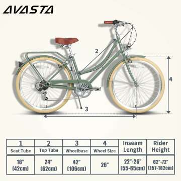 AVASTA Women's 26" Step Through Hybrid Bike for Comfort