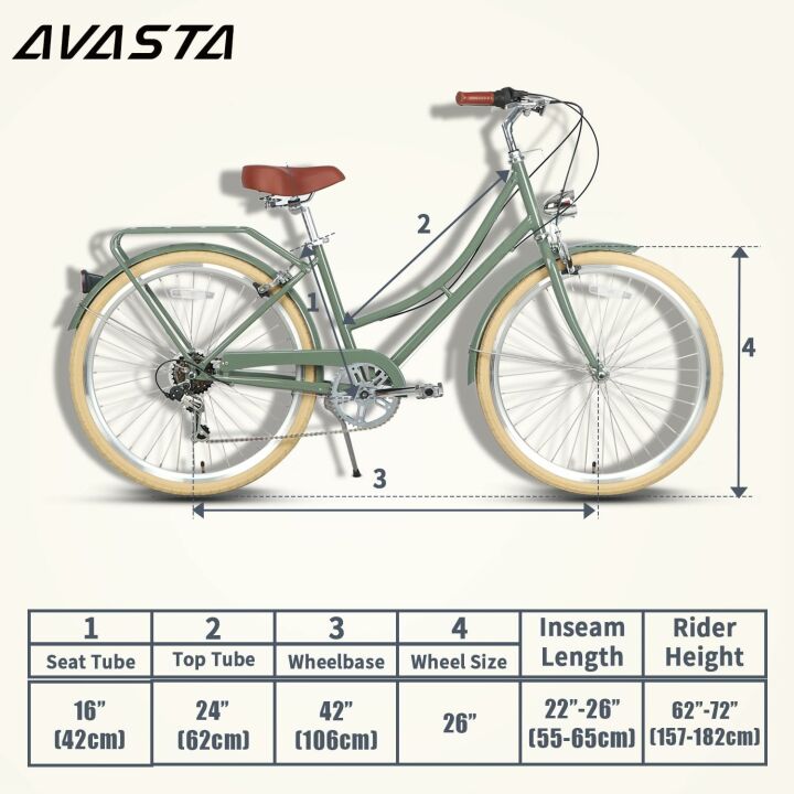 AVASTA Women's 26" Step Through Hybrid Bike for Comfort