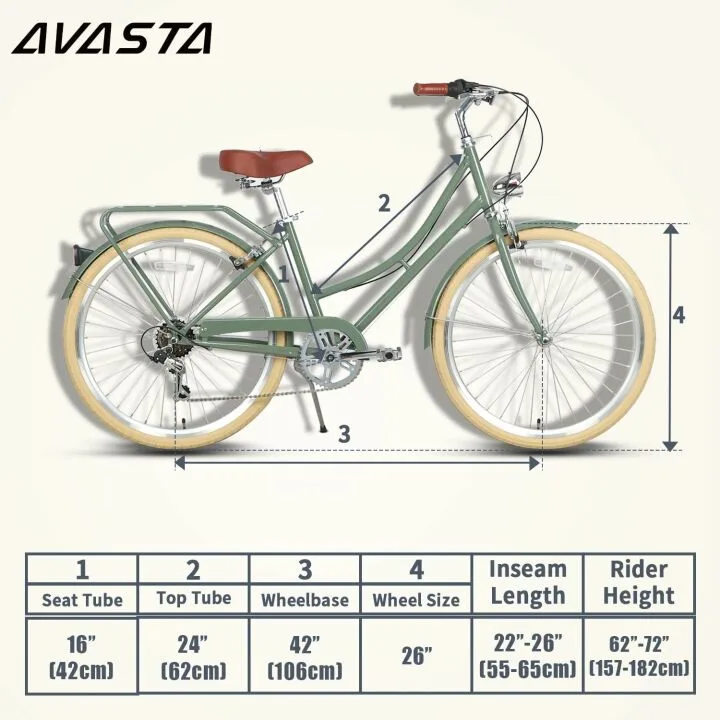 AVASTA Women's 26" Step Through Hybrid Bike for Comfort