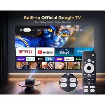 PUTRIMS K12 Smart Projector: Google TV, WiFi 6, 1080P Auto Focus for Outdoor Movies