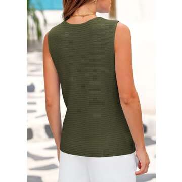 PRETTYGARDEN Women's Sweater Vests 2025 Spring Summer Trendy Sleeveless Tank Tops Knit Button Down Cardigan Waistcoat (Green,Large)