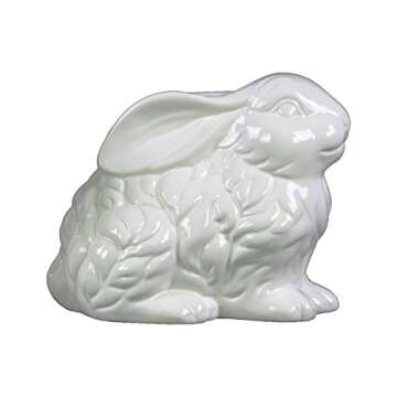 Urban Trends Ceramic Sitting Rabbit Figurine, Gloss White