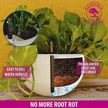 GARDENIX Self Watering Hanging Planters for Plants - White