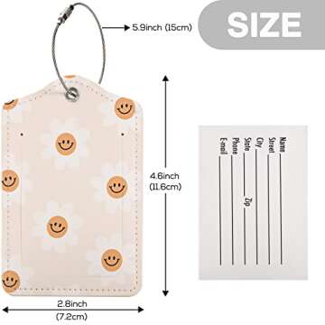 1 PC Sunflower Cute Luggage Tag for Suitcase Fashion PU Leather Suitcase Tags Identifiers with Priva...