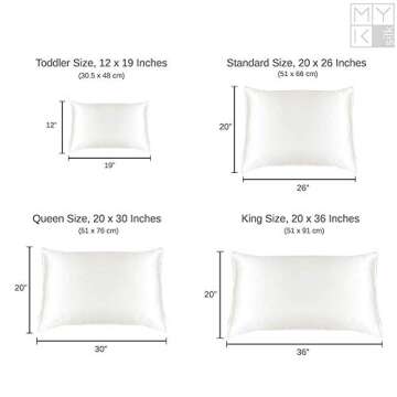 MYK 100% Pure Natural Mulberry Silk Pillowcase, 22 Momme Hair Skin Care, OKEO-TEX Certified, Hypoallergenic (King One Side, French Grey)