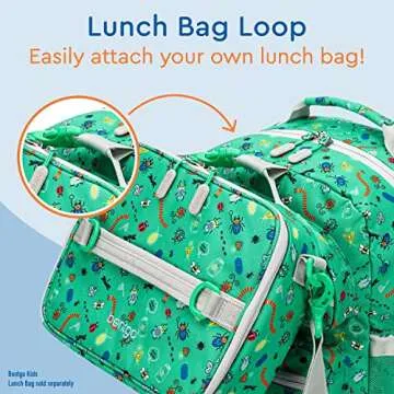 Bentgo Kids Backpack - Lightweight 14” Backpack in Fun Prints for School, Travel, & Daycare, Ideal for Ages 4+, Roomy Interior, Durable & Water-Resistant Fabric, & Loop for Lunch Bag (Bug Buddies)