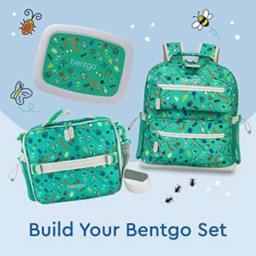 Bentgo Kids Backpack - Lightweight 14” Backpack in Fun Prints for School, Travel, & Daycare, Ideal for Ages 4+, Roomy Interior, Durable & Water-Resistant Fabric, & Loop for Lunch Bag (Bug Buddies)