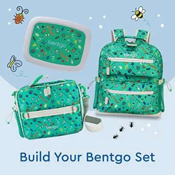 Bentgo Kids Backpack - Lightweight 14” Backpack in Fun Prints for School, Travel, & Daycare, Ideal for Ages 4+, Roomy Interior, Durable & Water-Resistant Fabric, & Loop for Lunch Bag (Bug Buddies)