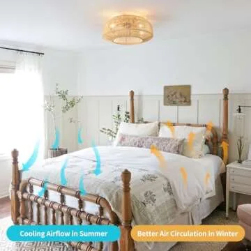 Boho Ceiling Fan with Lights Remote Control 6 Speeds