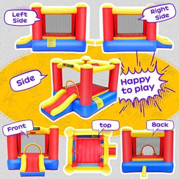 JOYMOR Inflatable Indoor Bounce House for Kids 3-6 w/Air Blower and Basketball Hoop, Small Bounce House for Kids and Toddlers Indoor Party, Indoor Bounce House with Slide for Toddlers 1-3