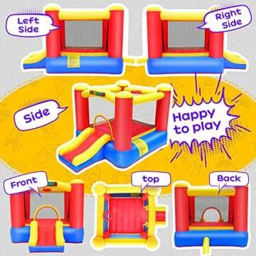 JOYMOR Inflatable Indoor Bounce House for Kids 3-6 w/Air Blower and Basketball Hoop, Small Bounce House for Kids and Toddlers Indoor Party, Indoor Bounce House with Slide for Toddlers 1-3