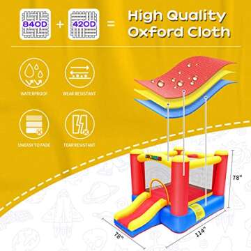 JOYMOR Inflatable Indoor Bounce House for Kids 3-6 w/Air Blower and Basketball Hoop, Small Bounce House for Kids and Toddlers Indoor Party, Indoor Bounce House with Slide for Toddlers 1-3