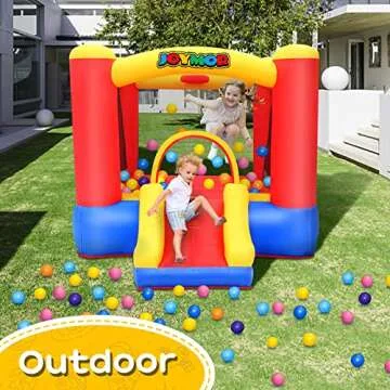 JOYMOR Inflatable Indoor Bounce House for Kids 3-6 w/Air Blower and Basketball Hoop, Small Bounce House for Kids and Toddlers Indoor Party, Indoor Bounce House with Slide for Toddlers 1-3