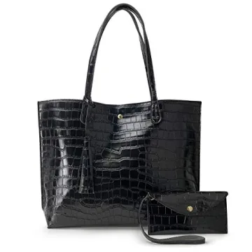 Minimalist Clean Cut Pebbled Faux Leather Tote Handbag for Women