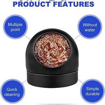 Generic Soldering Iron Tip Cleaner - Non-slip Solder Tip Cleaning Wire Ball & Base Holder Soft Coiled Brass Tip Cleaner Kit (No Water)