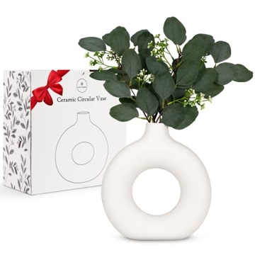 White Ceramic Donut Vase for Modern Home Decor
