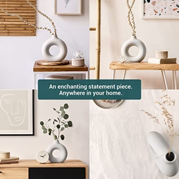 White Ceramic Donut Vase for Modern Home Decor