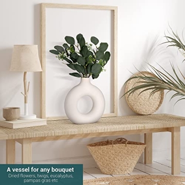 White Ceramic Donut Vase for Modern Home Decor