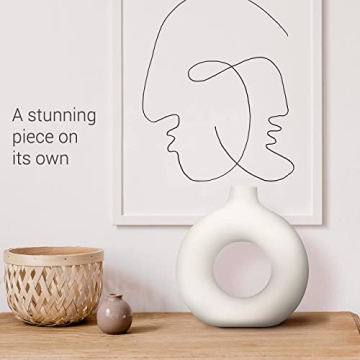 White Ceramic Donut Vase for Modern Home Decor