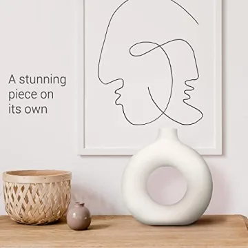 White Ceramic Donut Vase for Modern Home Decor