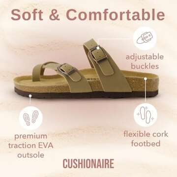 CUSHIONAIRE Luna Women's Sandals | Slip-On Comfort for Summer