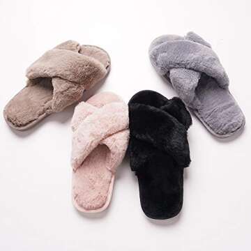 GaraTia Women’s Plush Cross Band Slippers - Ultimate Comfort