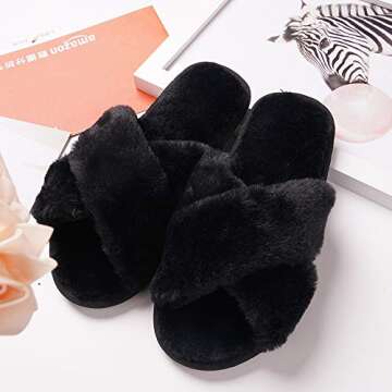 GaraTia Women’s Plush Cross Band Slippers - Ultimate Comfort