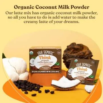 Mushroom Coffee Latte by Four Sigmatic | Daily Dose Alternative | Organic Instant Coffee Latte Mix with Lion's Mane, Chaga Mushrooms & Coconut Milk Powder | Keto & Dairy-Free | 10 Count