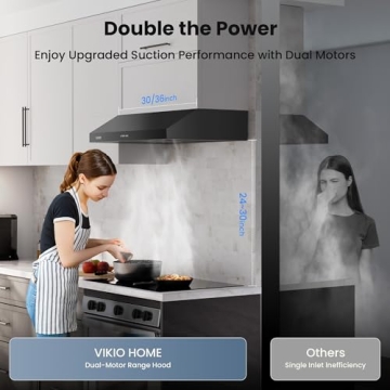 VIKIO HOME 30 Inch Range Hood with Dual Motors 580 CFM