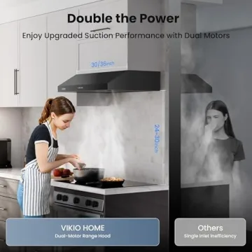VIKIO HOME 30 Inch Range Hood with Dual Motors 580 CFM