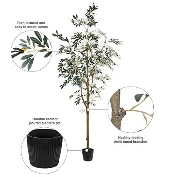 Vickerman 8' Artificial Olive Tree - Lifelike Home Decor