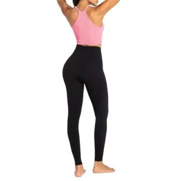 Sunzel Sunzfly Workout Leggings for Women, Tummy Control Compression Workout Gym Yoga Pants, High Waist & No Front Seam Lycra Black Medium 26"